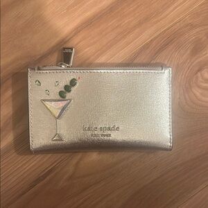 Kate Spade Metallic Silver Wallet with Martini Design